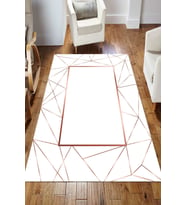 Dijital Kaymaz Taban Yıkanabilir Salon Halısı Mutfak Halısı Koridor Halısı Yolluk ND-HS-289 (Beyaz)