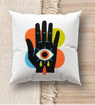 BK Gift Modern Art Tasarımlı Beyaz Kırlent Yastık, Ev Hediyesi, Ev Dekorasyonu, Dekoratif Hediye (Model 4)