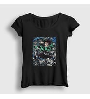 Presmono Kadın Beyaz Sword Tanjiro Kamado Anime Demon Slayer Kimetsu No Yaiba T-Shirt 307771tt (Siyah)