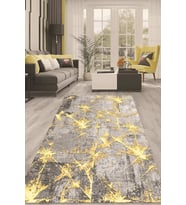 Dijital Kaymaz Taban Yıkanabilir Modern Renkli Salon Halısı Mutfak Halısı Yolluk ND-HT-931 (Gold)