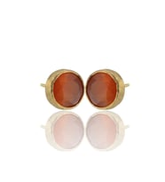 Kadir Jewellery 22 Ayar Altın Kaplama Kadın Minimal Küpe -El İşçiliği Ve Hipoalerjenik Küpe (Kırmızı)