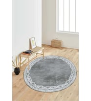 Dijital Baskılı Kaymaz Taban Yıkanabilir Yuvarlak Salon Halısı Koridor Halısı Paspas NDY-HK-104 (Gri)