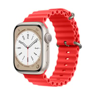 Apple Watch 42mm 44mm 45mm Seri 1 2 3 4 5 6 7 8 Se Uyumlu Seaflex Ocean Silikon Kordon (Kırmızı)