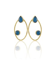 Kadir Jewellery 22 Ayar Altın Kaplama Geometrik Küpe -El İşçiliği Ve Hipoalerjenik Küpe (Koyu Mavi)