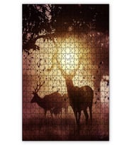 Cakapuzzle Sonbahar Güneş Işınları Geyik Silüetleri Puzzle Yapboz MDF (Ahşap) (1000 Parça)