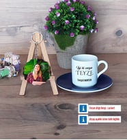 Teyzeye Doğum Günü Hediyesi Türk Kahvesi Fincanı Ahşap Altlıklı ve Fotoğraflı Ahşap Anahtarlık Hediye (Model 4)