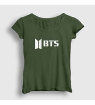 Presmono Kadın Sarı Logo Bts T-Shirt 22352tt (Haki)