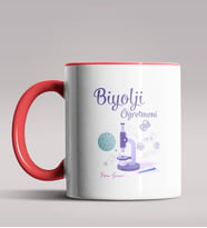 Kişiye Özel Biyoloji Öğretmeni Tasarımlı Siyah Renk Kupa Bardak 3 (Kırmızı)