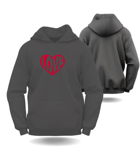 Sevgililer Günü Erkek Kadın Love Kalp Görselli Kapüşonlu Hoodie Sweatshirt 6000 (Gri)