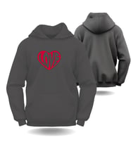 Sevgililer Günü Erkek Kadın Love Kalp Görselli Kapüşonlu Hoodie Sweatshirt 6000 (Gri)