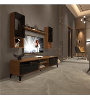Decoraktiv Eko 5DA Mdf Dvd Gold Tv Ünitesi Tv Sehpası - Parlak Beyaz (Siyah - Ceviz)