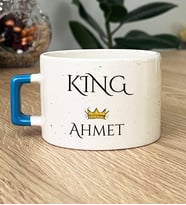 Kişiye Özel King Hediye Lüks Fincan Sevgiliye Hediye (Mavi)