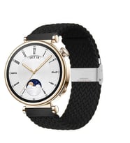 Sneezy Huawei Watch GT 4 41mm İle Uyumlu 18mm Metal Klips Solo Fiberlink Örgü Kordon (Siyah)