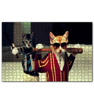 Cakapuzzle Beyzbolcu Kediler  Puzzle Yapboz MDF (Ahşap) (500 Parça)