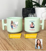 Hamile Anne Adayı Hediye Pastel T Kupa Anneler Günü Hediyesi (Yeşil)
