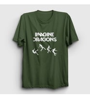 Presmono Unisex Sarı World Imagine Dragons T-Shirt 82867tt (Haki)