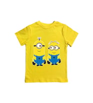 Minions baskılı pamuklu penye kumaş yazlık çocuk tişört (Sarı)