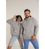 Sevgili Kombini Çift Ovarsize Kapşonlu Üç Iplik Sweatshirt (Gri)