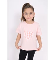 Toontoy Kız Çocuk Baskılı Tişört (Pudra)