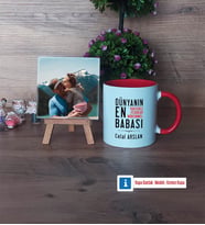 Babalar Günü Hediyesi Fotoğraflı Dekoratif Taş, Kupa Bardak Beyaz Hediye (Model 2)