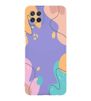 PrintiFy Samsung Galaxy A22 Uyumlu Lansman Kılıf Karışık Renkler Tasarımlı İçi Kadife Kapak (Lila)