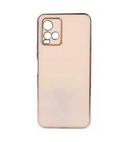 Vivo Y21S Kılıf Kenarları Gold Kamera Korumalı Renkli Pastel Silikon Açık Yeşil BARK (Rose - Gold)