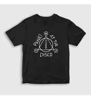 Presmono Unisex Çocuk Beyaz Logo V2 Panic! at the Disco T-Shirt 72892tt (Siyah)