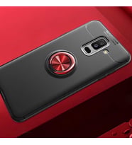 Samsung Galaxy A6 Plus 2018 Kılıf Yüzüklü Magnetli Ravel Case (Siyah-Kırmızı)