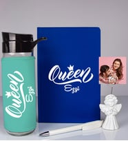 Kişiye Özel Defter Kalem Matara Ve Fotoğraflı Notluk Seti 93533 (Mavi)