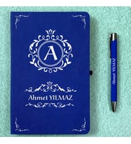 Kişiye Özel İsimli Siyah Ajanda Not Defteri ve Kalem Seti 2413B1002 (Lacivert)