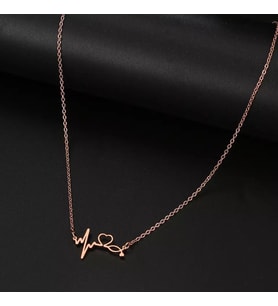 Kişiye Özel 925 Ayar Gümüş Kalp Atışı Stetoskop Kolye (Rose)