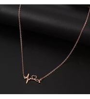 Kişiye Özel 925 Ayar Gümüş Kalp Atışı Stetoskop Kolye (Rose)