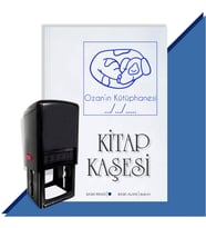 Kişiye Özel Sevimli Köpek 2 Tarihli Otomatik Kitap Kaşesi (Mavi)