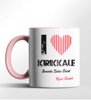 Kişiye Özel Kırıkkale Seninle Daha Güzel Tema Siyah Renk Kupa (Pembe)