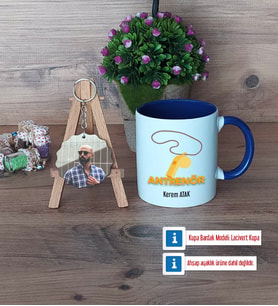 Antrenör Kupa Bardak Beyaz ve Fotoğraflı Ahşap Anahtarlık Hediye (Model 3)
