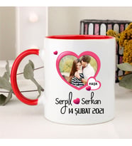 Sevgililere Özel Resimli Kupa Bardak (Kırmızı)