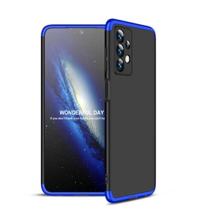 Samsung Galaxy A23 Kılıf 3 Parça Slim Sert Silikon Kapak AYS (Siyah-Mavi)