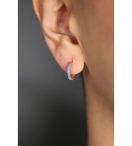 Elika Silver Kadın Taşlı Halka Model 925 Ayar Gümüş Küpe (Rose)