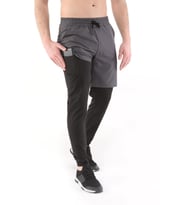 Ghassy Co. Erkek Running Compression Hızlı Kuruma Micropoly Halısaha Antrenman Gym Fitness Koşu Uzun Taytlı Şort  (Füme)