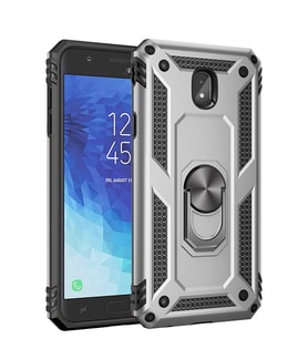 Microsonic Samsung Galaxy J7 Pro Kılıf Military Ring Holder (Gümüş)