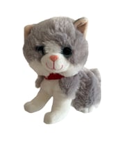 Sesli Ayakta Miyavlayan 28 cm Peluş Kedi Oyuncak (Gri)