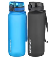 Uzspace 2'li Tritan Matara Seti 800 ml 14 Farklı Renk Seçeneği FiftyFifty (Mavi-Siyah)