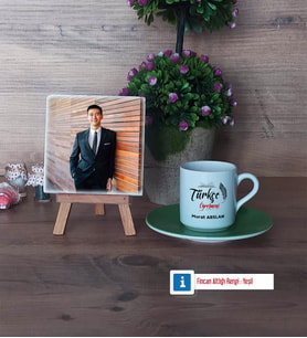 Türkçe Öğretmeni Fotoğraflı Dekoratif Taş, Ahşap Altlıklı Türk Kahvesi Fincanı Hediye Öğretmenler Günü Hediyesi (Model 9)