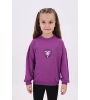 Toontoy Kız Çocuk Nakışlı Sweatshirt (Mor)