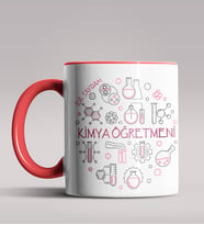 Kişiye Özel Kimya Öğretmeni Tasarımlı Siyah Renk Kupa Bardak 5 (Kırmızı)