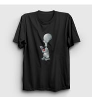 Presmono Unisex Beyaz Alien Roger Smith Dizi American Dad T-Shirt 299158tt (Siyah)
