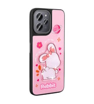 Xiaomi Redmi 12 4G Kılıf Parlayan Kabartmalı İkonik Figürlü Amas Silikon Kılıf (Pembe)