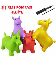 Şişme Zıp Zıp Hayvanlar Pilates Eşeği Oyuncak POMPA DAHİL (Yeşil)
