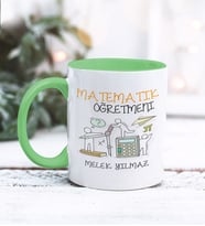 Matematik Öğretmeni Tasarımlı Kişiye Özel Kupa Bardak (Yeşil)
