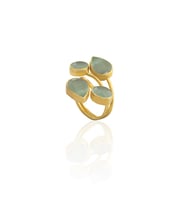 Kadir Jewellery 22 Ayar Altın Kaplama Zirkon Taşlı Kadın Vintage Yüzük (Açık Yeşil)